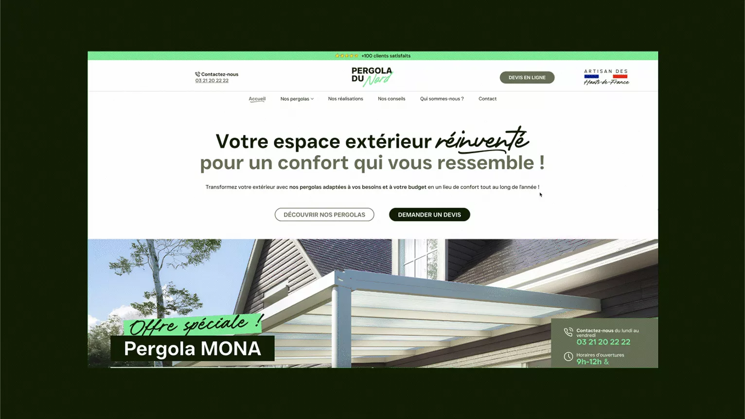 Identité visuelle de Pergola du Nord, branding complet par Paoma.