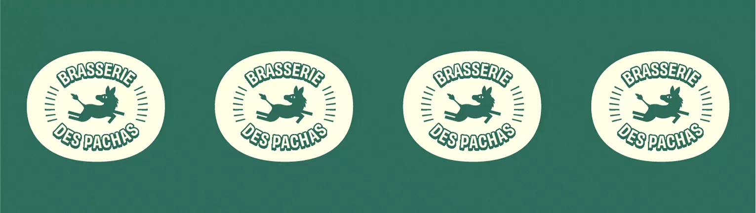 Charte graphique de la Brasserie des Pachas avec codes couleurs et typographies.