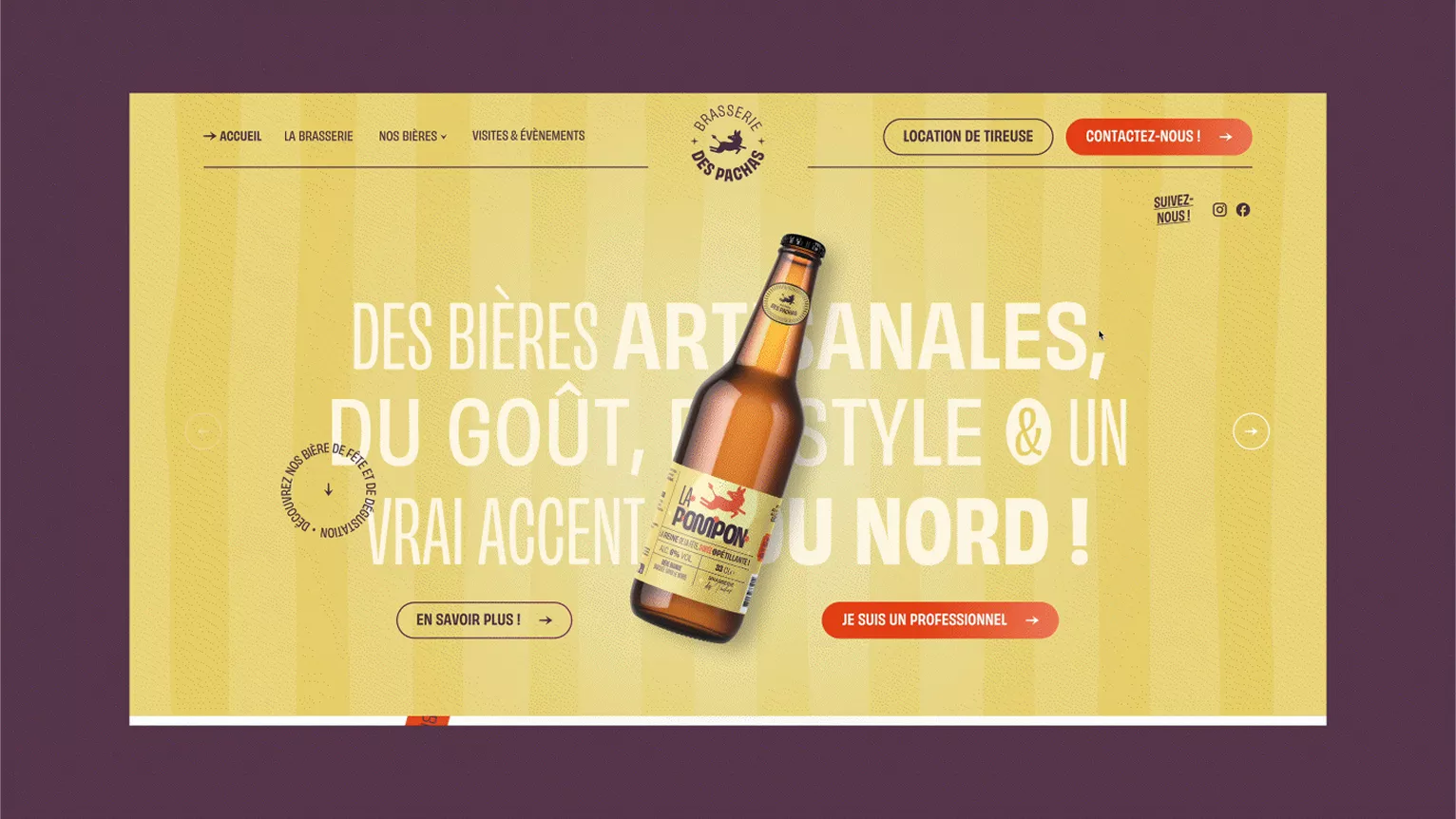 Site web de la Brasserie des Pachas avec design responsive et branding complet.