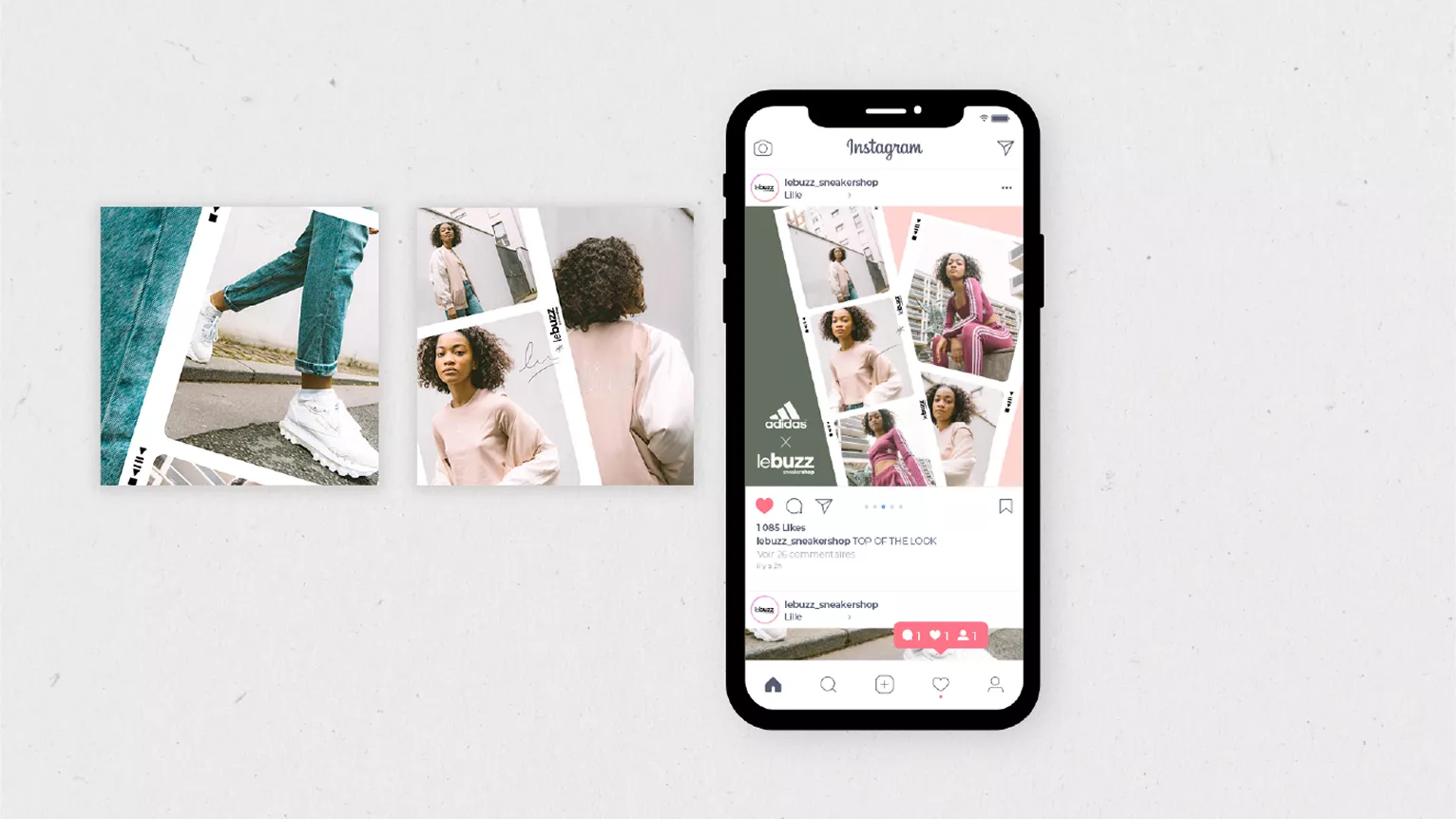 Stratégie publicitaire Le Buzz, campagnes Ads Facebook et Instagram, streetwear et sneakers.