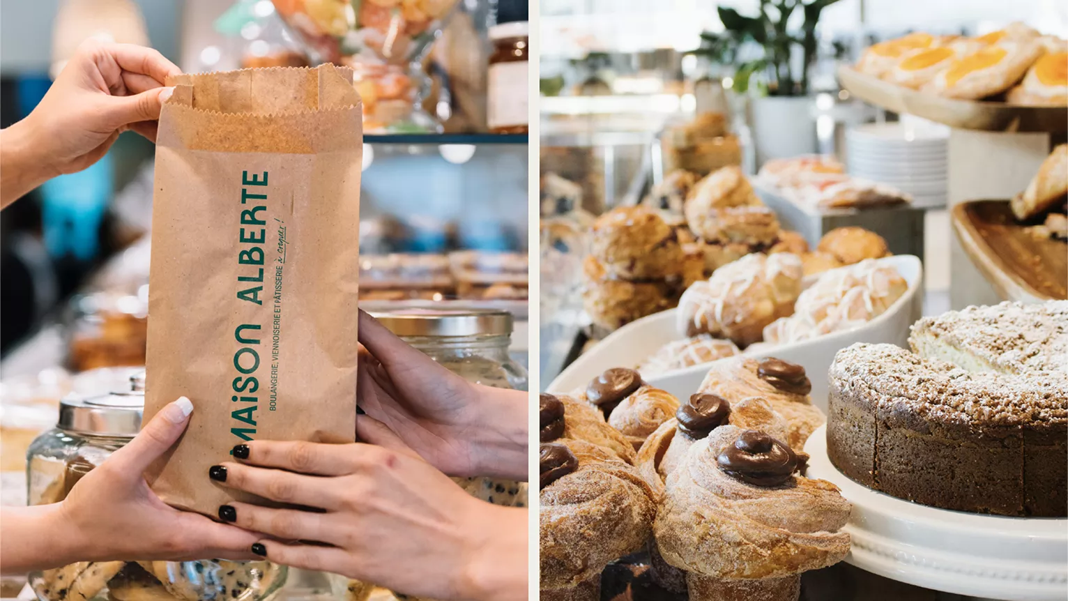 Identité visuelle complète réalisée par notre agence identité visuelle et communication pour Maison Alberte, boulangerie haut de gamme à Valenciennes.