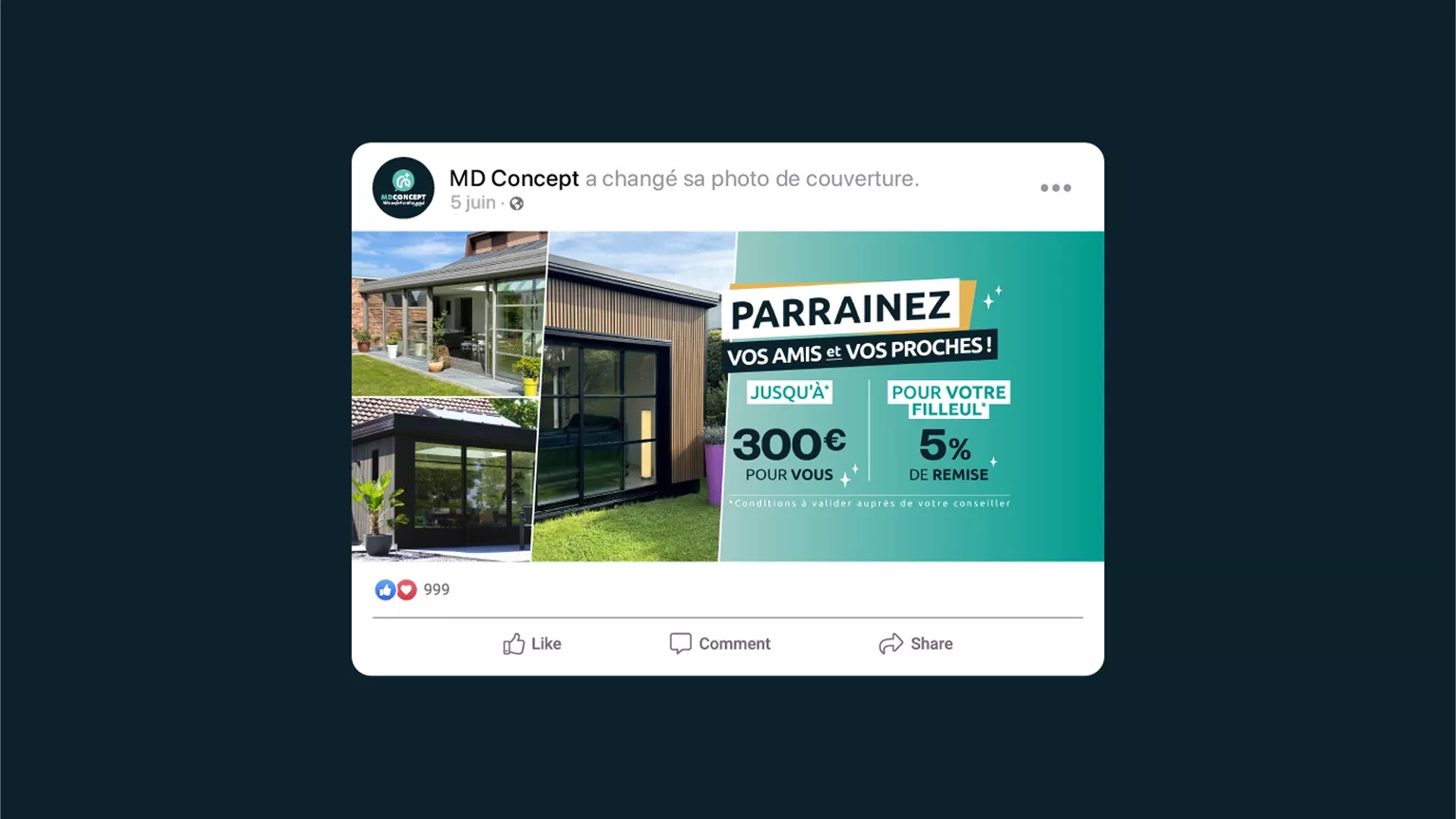 Stratégie social media déployée par notre agence communication et marketing digital pour MD Concept.
