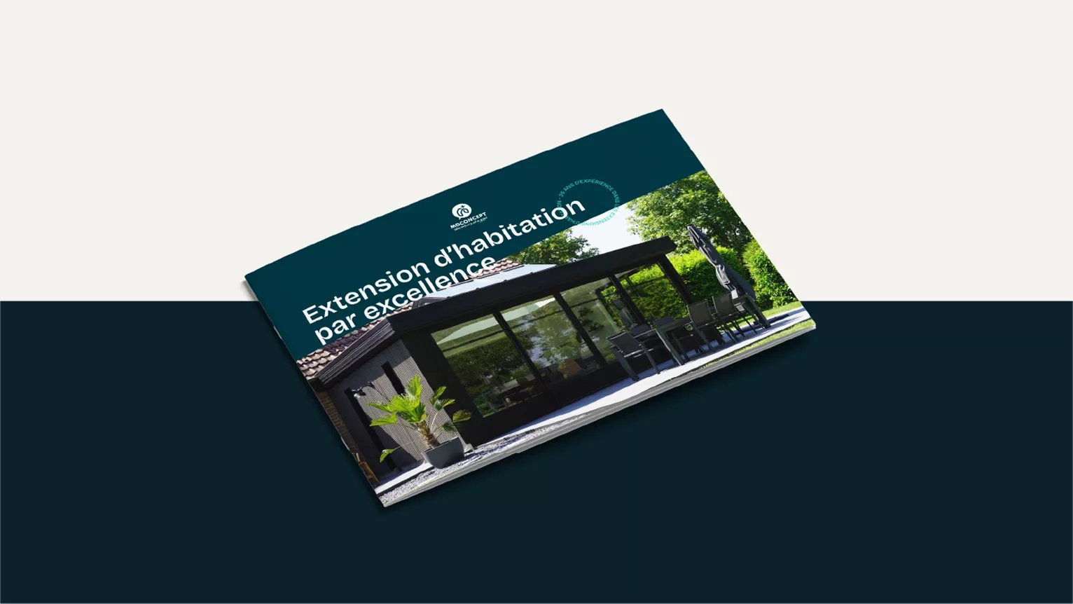 Charte graphique conçue par notre agence communication et marketing digital pour MD Concept, expert en extension d’habitation.
